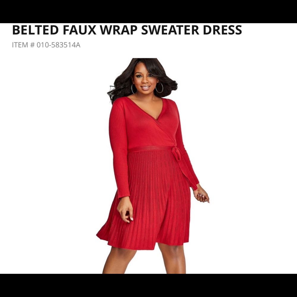 Belted Faux Sweater Dress 18/20W